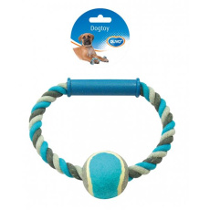 Hračka DUVO+ Kruh bavlna s tenisovou loptou 18 cm