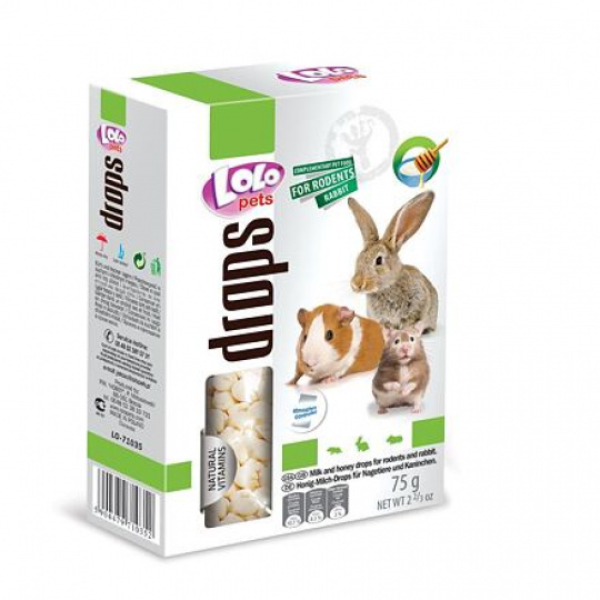 LOLO dropsy mléčno-medové pro hlodavce 75 g