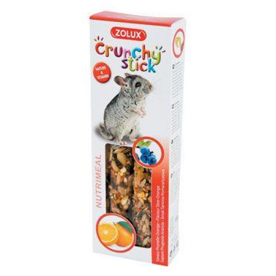 Pochoutka CRUNCHY STICK činčila trnka/pomeranč Zolux