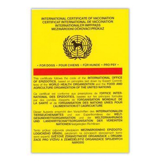 Očkovací průkaz pes MSD mezinárodní 1ks