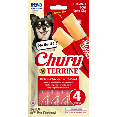 Pamlsok Inaba Churu Terrine dog kura s hovädzím 4 x 15 g