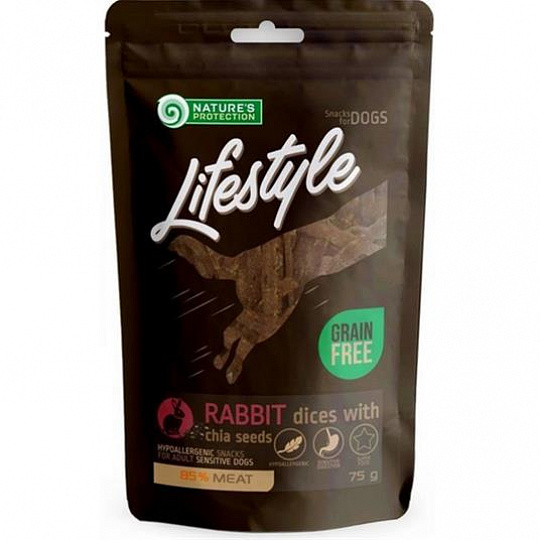 Pamlsok Natures P Lifestyle dog soft rabbit dices with chia seeds 75 g