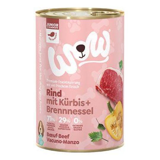 WOW Dog konz. Junior hovězí s dýní 400g
