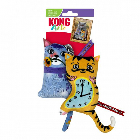 Hračka Kong Cat Artz Dali/van Gogh s kocúrnikom 2 ks polyester 