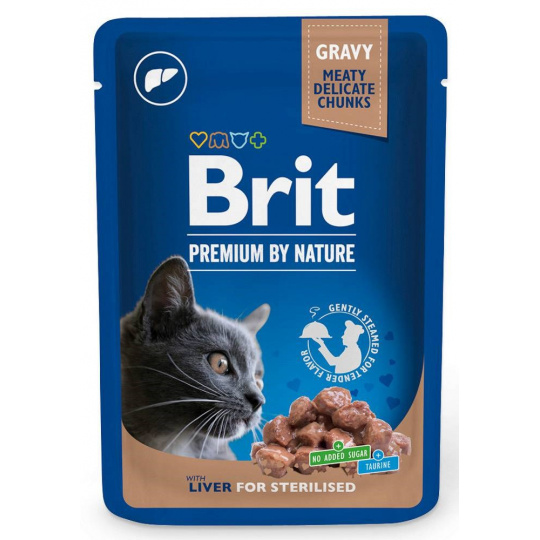 BRIT Premium Cat Liver Sterilised - mokré krmivo pro kočky - 100g