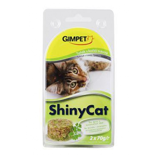 Gimpet ShinyCat konz. tuňak s kočičí trávou 2x70g
