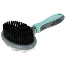 KERBL Double Brush s měkkými syntetickými štětinami a kovovými zuby - 20x11,5 cm