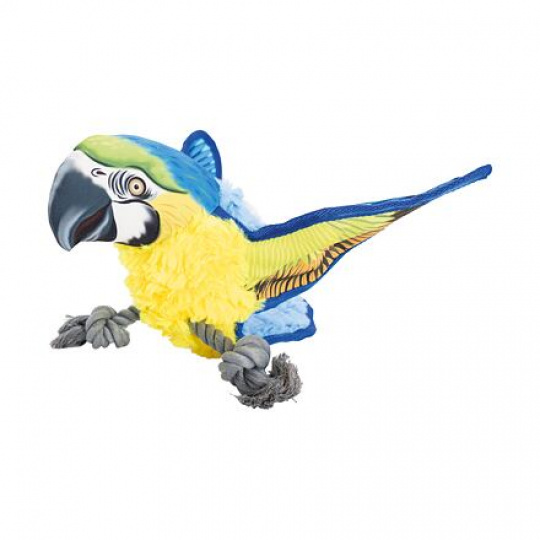 Ara Ararauna papoušek na laně 35 cm, robustní hračka pro psy, žlutá/modrá, HipHop Dog Ara Ararauna papoušek na laně 35 cm, robustní hračka pro psy, žlutá/modrá, HipHop Dog