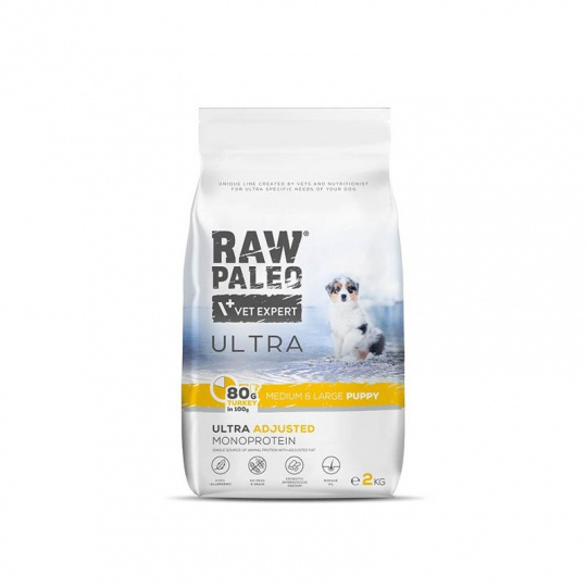 RAW PALEO Ultra Medium&Large Puppy Turkey - suché krmivo pro štěňata - 2 kg