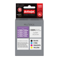 Activejet Ink ABB-1100NX (náhradní inkoust Brother LC1100/980; Supreme; 1 x 29 ml, 3 x 19,5 ml; černý, červený, modrý, žlutý)