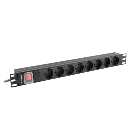 LANBERG POWER STRIP RACK PDU 19" (1U, 16A, 8X Shuko, 2m)