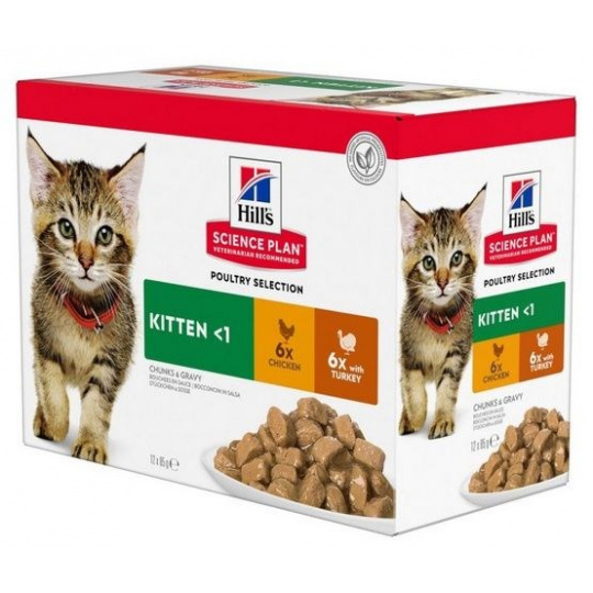 HILL'S Feline Kitten Multipack Poultry - sáček 12x85g