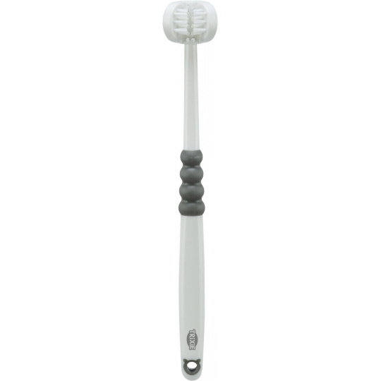 Tříhlavý zubní kartáček pro psy/kočky, 18 cm, bílá/šedá