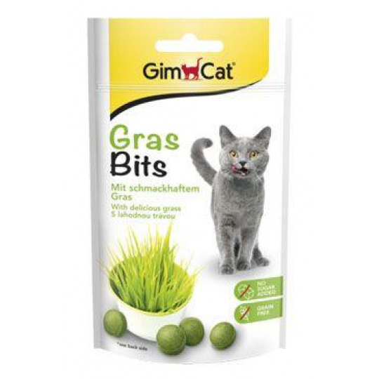 GimCat Gras Bits tabletky s kočičí trávou 40g