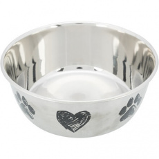 Nerezová miska, motív labky/srdce, protišmykové dno