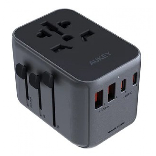 AUKEY PA-TA07 Universal Travel Adapter Charger 35W with USB-C & USB-A UK USA EU AUS CHN 150 Countries