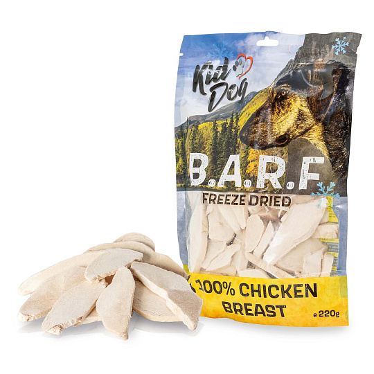 KIDDOG B.A.R.F. 100 % Chicken Breast freeze dried - čisté mäso sušené mrazom 220 g
