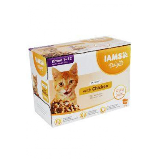 Iams Cat Kitten Delights kapsa Chicken in gravy 12x85g