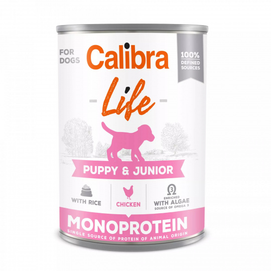 Calibra Dog Life  konz.Puppy&Junior Chicken&rice 400g