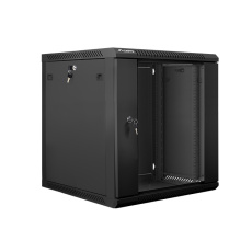 Lanberg 19'' nástěnná instalační skříň 12U 600x600mm černá (skleněné dveře)