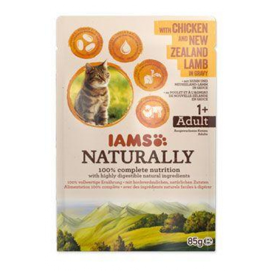 Iams Cat Adult Naturally kapsa Chick&Lamb in gravy 85g