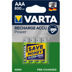 VARTA HR03 AAA Recharge Accu Power 800 mAh 56703 Dobíjení akumulátorů 4 kusů Zelená