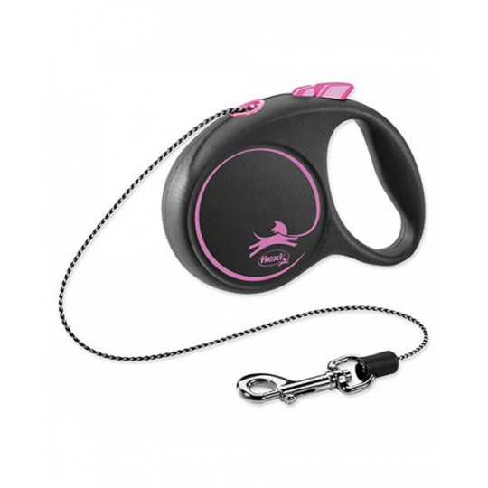 Vodítko FLEXI Black Design S lanko 5m/12kg růžová