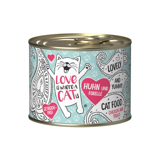 LOVE IS WHERE A CAT IS® Chicken with trout  - mokré krmivo pro kočky - 200g