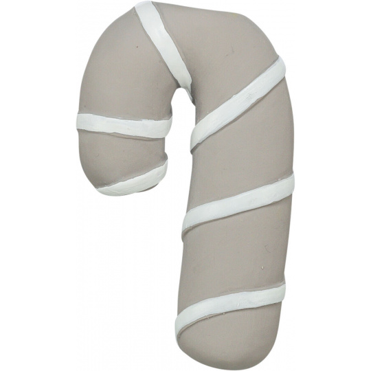 Vánoční cukrová hůlka, se zvukem, 10 cm, latex, šedobéžová