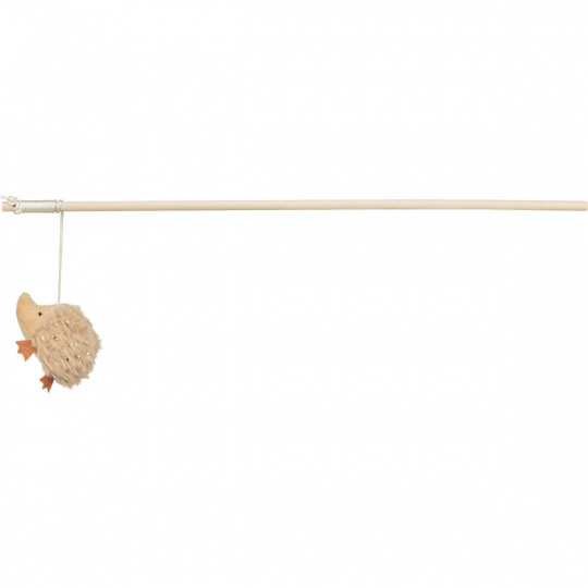 Vánoční hrací prut s ježkem a catnipem, 48 cm, plyš/dřevo, béžová/zlatá