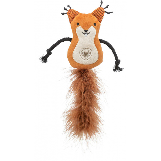 Veverka s peříčkovým ocasem, catnip,  12cm/24 cm, plyš