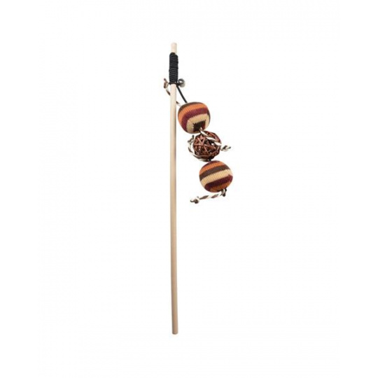 Hračka DUVO + tyč na hranie s pletenou loptou hnedá 40x4x5cm