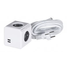 Allocacoc PowerCube Extended USB E(FR), 3m napájecí prodlužovačka 4 AC zásuvky / AC zásuvek