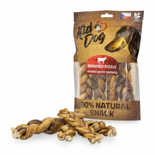 KIDDOG 100% Natural Snack, hovězí penis pletený 12 cm / 200 g KIDDOG 100% Natural Snack, hovězí penis pletený 12 cm / 200 g