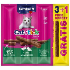 VITAKRAFT CatStick Duck with rabbit - pamlsek pro kočky - 3 + 1 gratis!