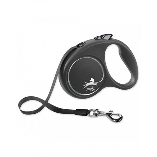 Vodítko FLEXI Black Design S pásek 5m/15kg stříbrná