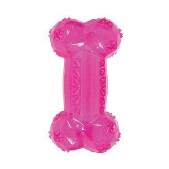 Hračka pes BONE TPR POP kost 12cm růžová Zolux