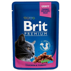 BRIT Premium Chicken&Turkey - mokré krmivo pro kočky - 100g