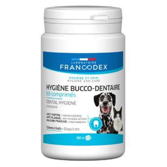 Francodex Žvýkací zubní pasta v tabl. pes,kočka 60tbl Francodex Žvýkací zubní pasta v tabl. pes,kočka 60tbl