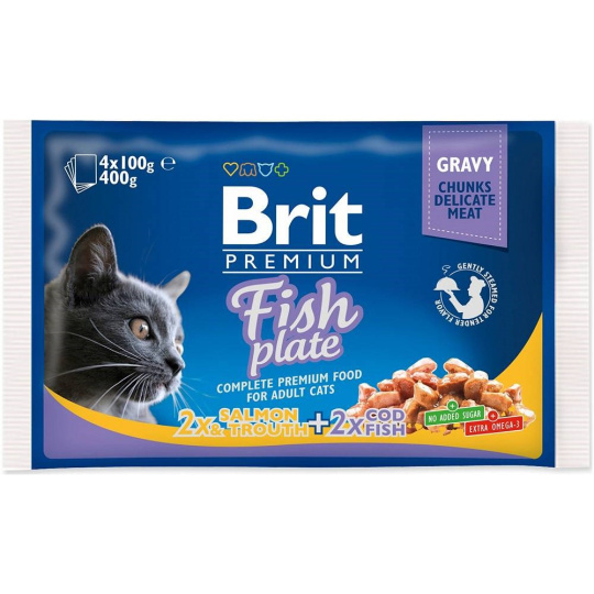 BRIT Premium Cat Fish Plate - mokré krmivo pro kočky - 4x100g