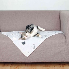 Plyšová deka MIMI 70 x 50 cm šedá s kočičími hlavami Plyšová deka MIMI 70 x 50 cm šedá s kočičími hlavami