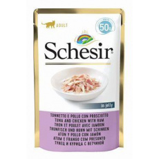 Schesir Cat kapsa Adult tuňák/kuře/šunka 50g Schesir Cat kapsa Adult tuňák/kuře/šunka 50g
