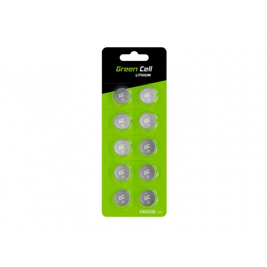 Green Cell Blister 10x Lithium Battery CR2032 3V 220mAh Button