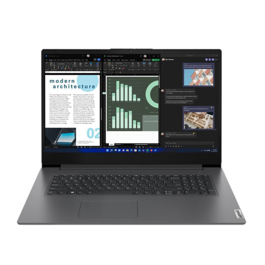 Lenovo V V17 Laptop 43,9 cm (17.3") Full HD Intel® Core™ i7 i7-1355U 16 GB DDR4-SDRAM 512 GB SSD Wi-Fi 6 (802.11ax) Windows 11 Pro Šedá