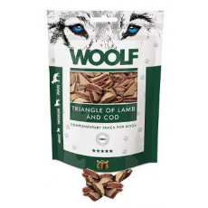 WOOLF pochoutka Lamb and Cod Triangle 100g WOOLF pochoutka Lamb and Cod Triangle 100g
