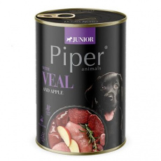 PIPER JUNIOR s telecím a jablky, konzerva pro štěňata 400g PIPER JUNIOR s telecím a jablky, konzerva pro štěňata 400g