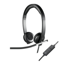 Logitech H650e Sluchátka s mikrofonem Kabel Přes hlavu Kancelář / call centrum USB Typ-A Černá, Stříbrná