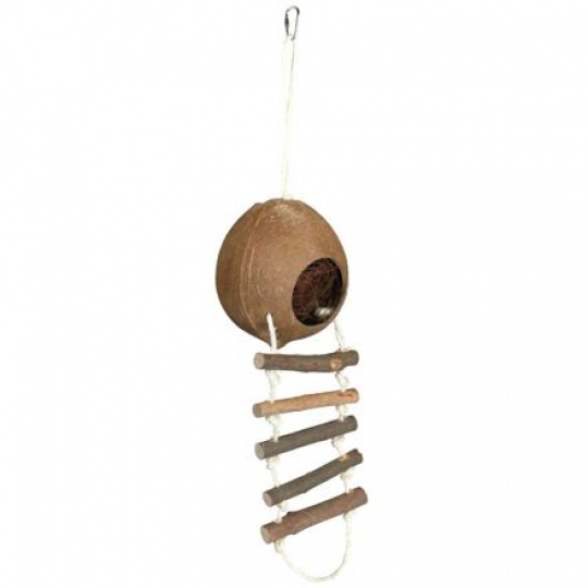 Kokosový domek pro křečky s žebříkem 13 x 56 cm