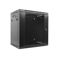 Lanberg 19'' nástěnná instalační skříň 12U 600x450mm černá (skleněné dveře)
