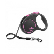 Vodítko Flexi Black Design páska M 5 m ružové (do 25 kg) Vodítko Flexi Black Design páska M 5 m ružové (do 25 kg)